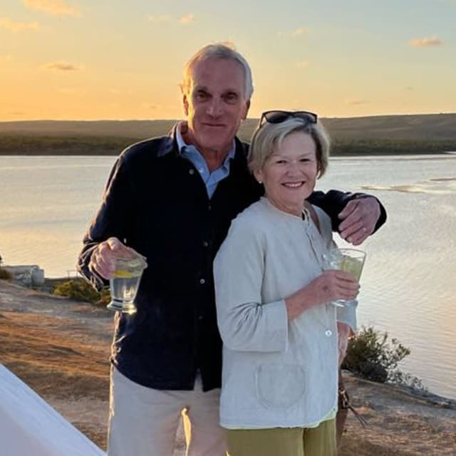 Stephen Parker with his wife at sunset